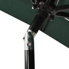 Vidaxl 3-stupňový slnečník s hliníkovou tyčou zelený 2x2 m