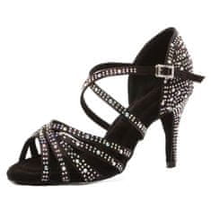 Burtan Dance Shoes Tanečné topánky Vysoké podpätky latino zirkóny čierna 8,5 cm, 39
