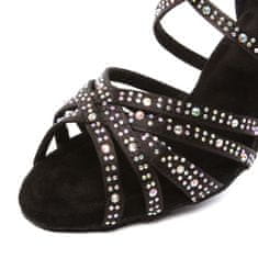 Burtan Dance Shoes Tanečné topánky Vysoké podpätky latino zirkóny čierna 8,5 cm, 39