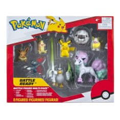 Jazwares Pokémon balenie 8 figúrok Yamper, Wooloo, Pikachu 8, Hangry Morpeko, Full Belly Morpeko, Toxel, Galarian Ponyta, Sirfetch'd