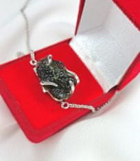 A-B A-B Strieborný náhrdelník brúsený meteorit s českým moldavitom 7 gr striebro 925/1000 jw-AGN24