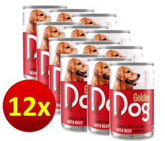 Golden Dog Golden Dog konzerva s hovädzím mäsom a vitamínmi A,E,D3 12 x 1240g