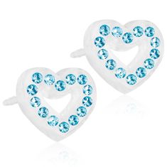 BLOMDAHL Nealergénne detské náušnice z lekárskeho plastu Srdiečka 10 mm modré