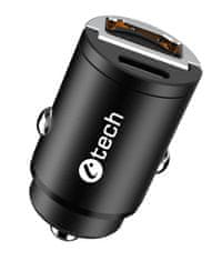 C-Tech Nabíjačka USB do auta UCC-02, 1x Type C + 1x Type A, 30W, Power delivery 3.0, Quick Charge