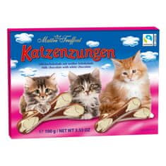 Maitre Truffout Katzenzungen mačacie čokoládové biele a mliečne jazýčky červené 100g
