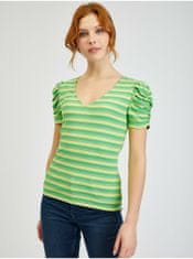 Orsay Žluto-zelené dámské pruhované tričko S