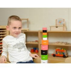 Masterkidz Farebné drevené bloky a poháre Round Montessori