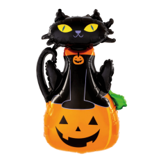 PartyPal Fóliový multibalón Halloween Čierná mačka 68x97cm