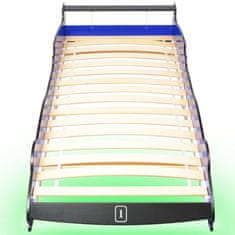 Vidaxl Detská posteľ s LED, pretekárske auto, 90x200 cm, modrá