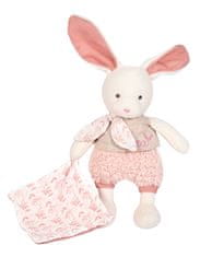 DouDou ET Compagnie Doudou Darčeková sada - Plyšový Ecru králiček s ružovou dečkou z BIO bavlny 22 cm