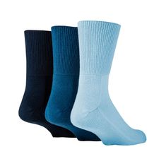 IOMI 3 páry Diabetik široké ponožky BAMBUS lem bez gumičiek Modré Veľkosť: 39-42