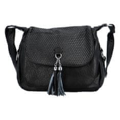 MaxFly Dámska koženková kabelka s výraznou klapkou Gallina, čierna