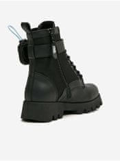 Karl Lagerfeld Čierne dámske kožené členkové topánky KARL LAGERFELD Terra Firma 38