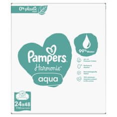 Pampers Harmonie Aqua Plastic Free Vlhčené obrúsky 24 x 48 ks