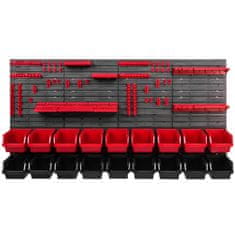 botle Dielenský panel pre nástroje 156 x 78 cm s 18 ks. Krabic zavesené Červené a Čierne Boxy plastová
