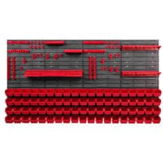 botle Dielenský panel pre nástroje 156 x 78 cm s 76 ks. Krabic zavesené Červené Boxy plastová