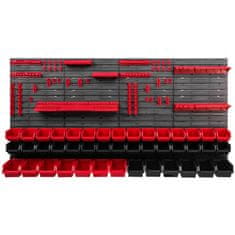 botle Dielenský panel pre nástroje 156 x 78 cm s 43 ks. Krabic zavesené Červené a Čierne Boxy plastová