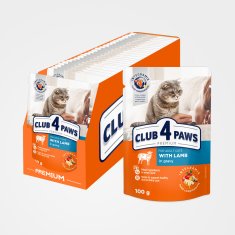 Club4Paws Premium Kapsičky pre mačky s jahňacím mäsom v omáčke (24x100g) 2.4kg