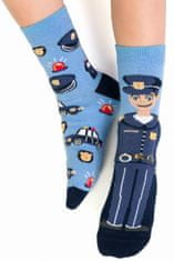 STEVEN Asymetrické detské ponožky - Policajt BLUE (modrá) EU 26-28