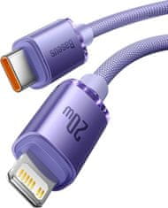Noname Baseus Type-C - Lightning cable, Crystal Shine Series Fast Charging Data Cable 20W 1.2m Purple (CAJY000205)