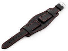 Tayma Kožený remienok na hodinky W85 – podložka – čierna/červená – 22 mm