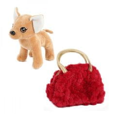 Toi Toys Plyšový pes v kabelke červený