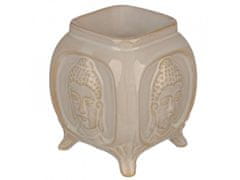 EDEN Aromalampa keramická s reliéfom Budha - biela