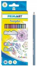 Prima Art Metalizované trojuholníkové ceruzky 12 farieb