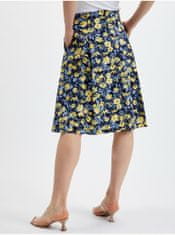 Orsay Žluto-modrá dámská skládaná květovaná sukně 34