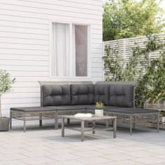Vidaxl 5-dielna záhradná sedacia súprava s podložkami sivá polyratan