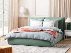 Beliani Zamatová posteľ s úložným priestorom 160 x 200 cm zelená BAJONNA