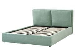 Beliani Zamatová posteľ s úložným priestorom 160 x 200 cm zelená BAJONNA