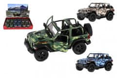 Kinsmart Auto Jeep Wrangler Camo Edition kov/plast 13cm 3 farby na spätné natiahnutie