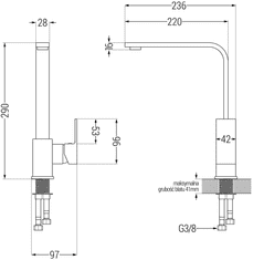 Mexen RITA - Vysoká batéria/drezová, Čierna, 670300-70