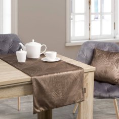 DESIGN 91 Behúň na stôl Goja, kávový s lesklým vzorom 40 x 140 cm