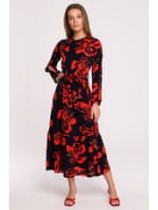 Style Stylove Dámske midi šaty Annafleur S307 čierno-červená S