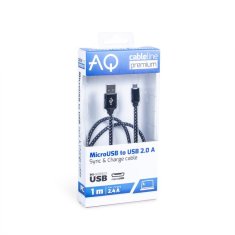 Kábel USB 2.0 A - Micro-B, AQ Premium Dĺžka: 1,0 m AQ Premium