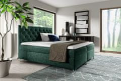 Veneti Boxspringová posteľ SHANNON - 200x200, zelená + topper ZDARMA