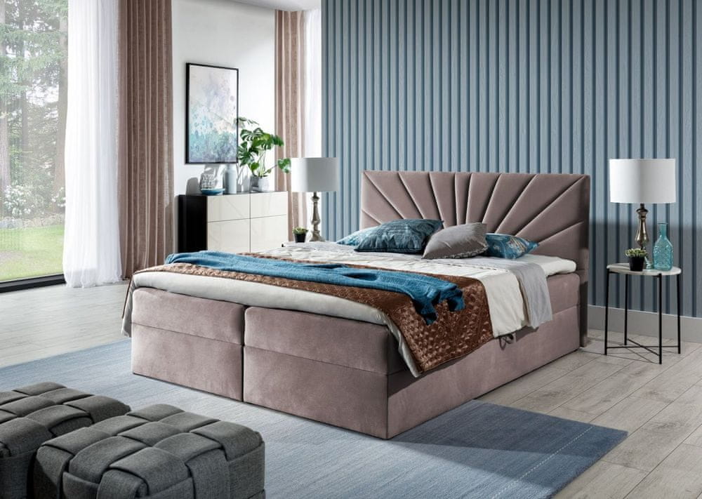Veneti Kontinentálna posteľ 160x200 IVANA 4 - ružová + topper ZADARMO