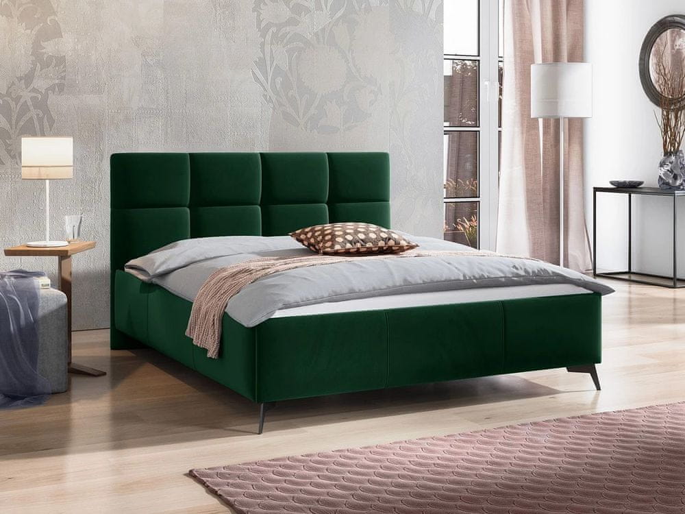 Veneti Manželská posteľ s úložným priestorom 180x200 TERCEIRA - zelená
