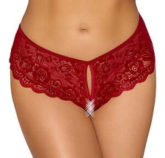 Cottelli Collection Cottelli Ambi Panty (Red), sexy čipkované nohavičky S