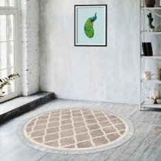 Conceptum Hypnose Okrúhly koberec Fence 100 cm krémový/hnedý