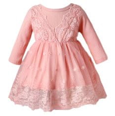 Beauty Girls Ružové rebrované šaty s čipkou a tylovou sukňou veľkosť 92