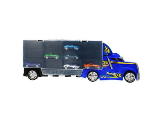 Mega Creative Kovové nákladné auto, odťahovka/kontajner s malými autami a cestným príslušenstvom 3+ MEGA CREATIVE