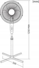 Kanlux Stojanový ventilátor sivý 3 režimy 45W