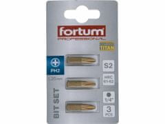 Fortum Bit krížový 3ks, PH 2x25mm, S2, FORTUM