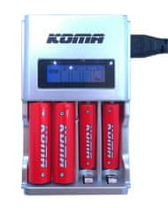 KOMA NB28 - Nabíjačka batérií s LCD displejom - 2x AA 2200 mAh, 2x AAA 800 mAh