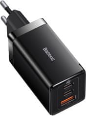 BASEUS rychlonabíjecí adaptér GaN5 Pro, 2x USB-C, USB-A, 65W, čierna