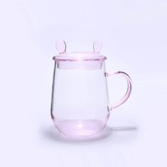 Ty Glass Hrnček s jedným sklom a viečkom - pink