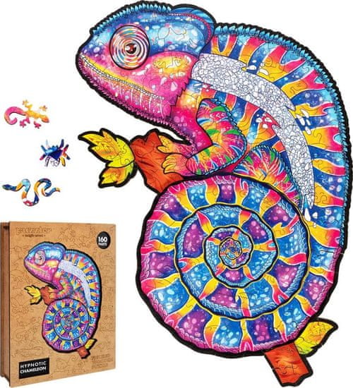Puzzler Magic Wood Drevené puzzle Hypnotický chameleón 160 dielikov